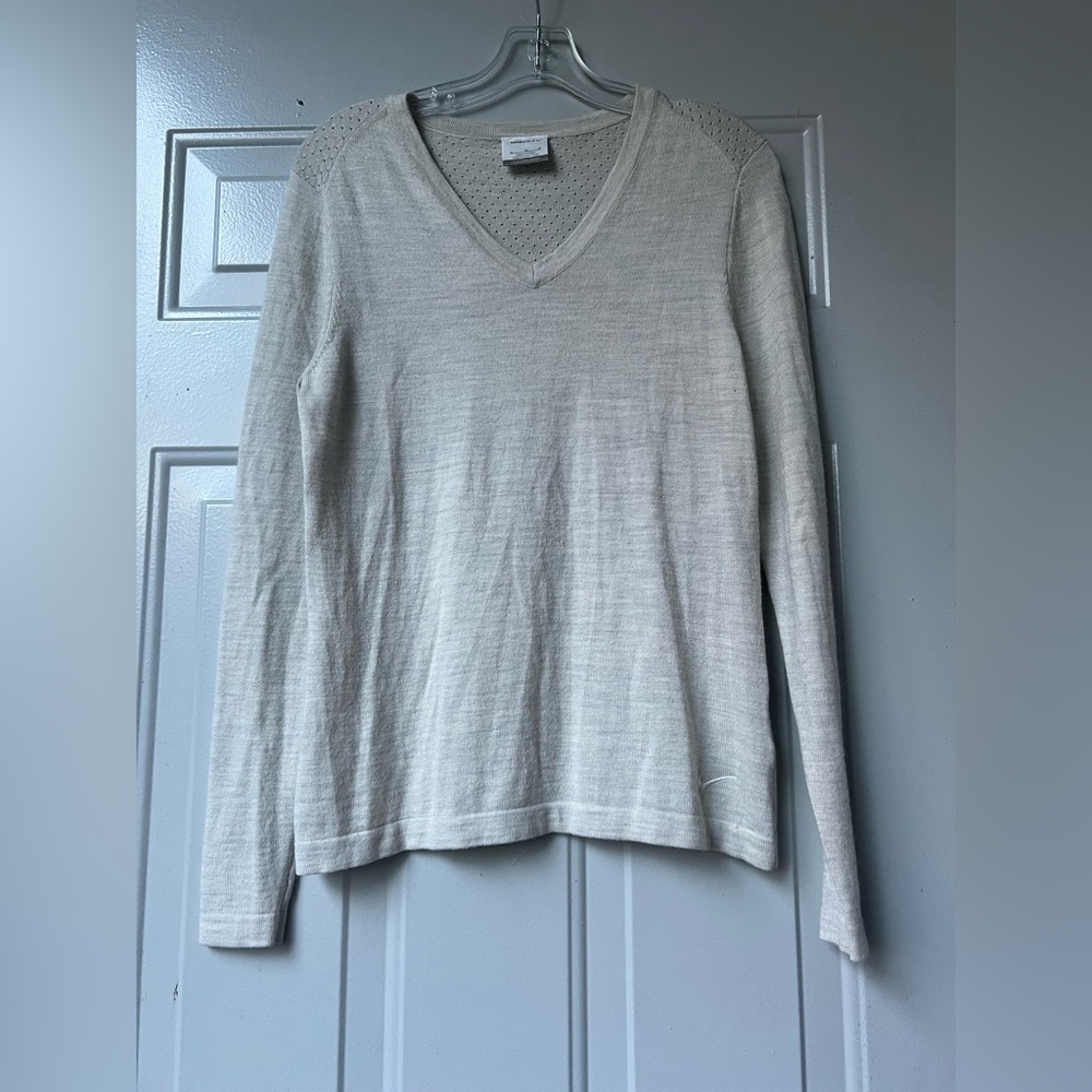 Nike Golf Vneck Merino Wool beige sweater size Medium